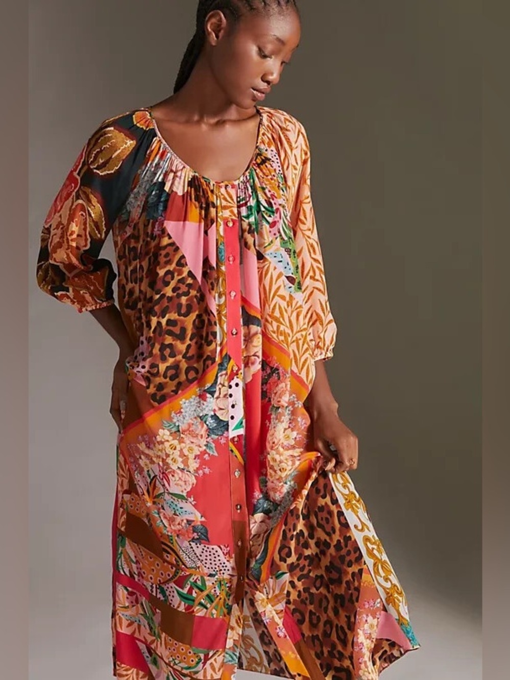 Anthropologie Geisha Designs Collage Midi Dress